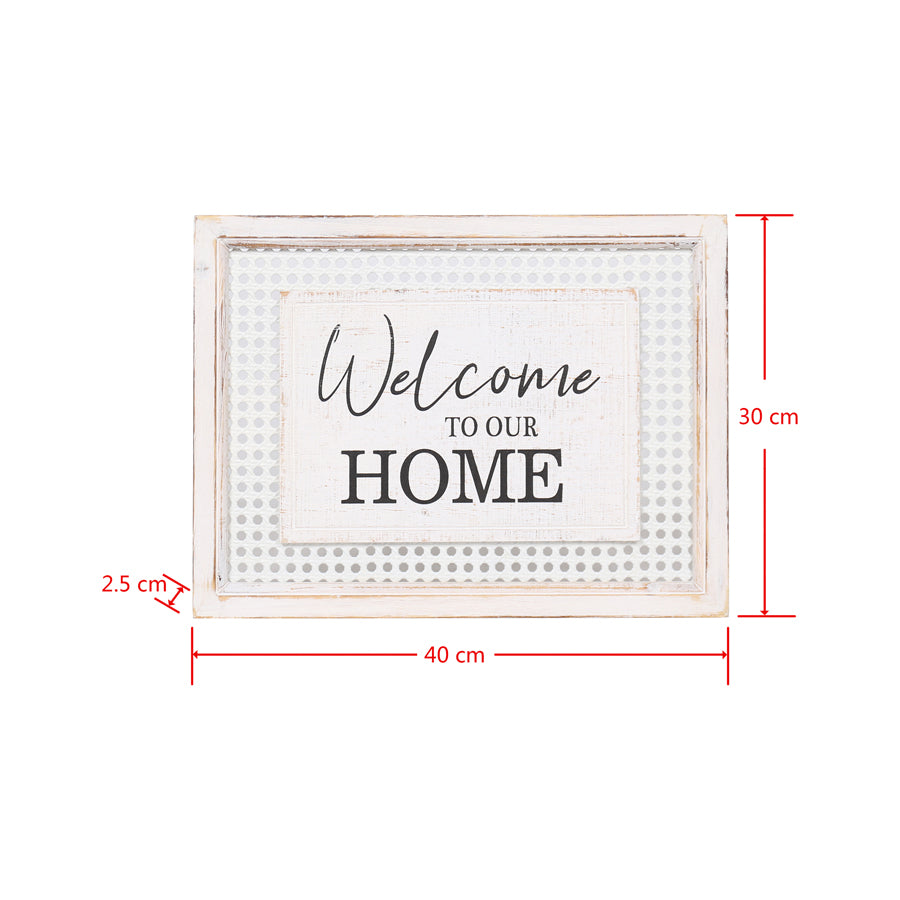 Hamptons Style 'Welcome to our Home' Wall Art 40x2.5x30cm