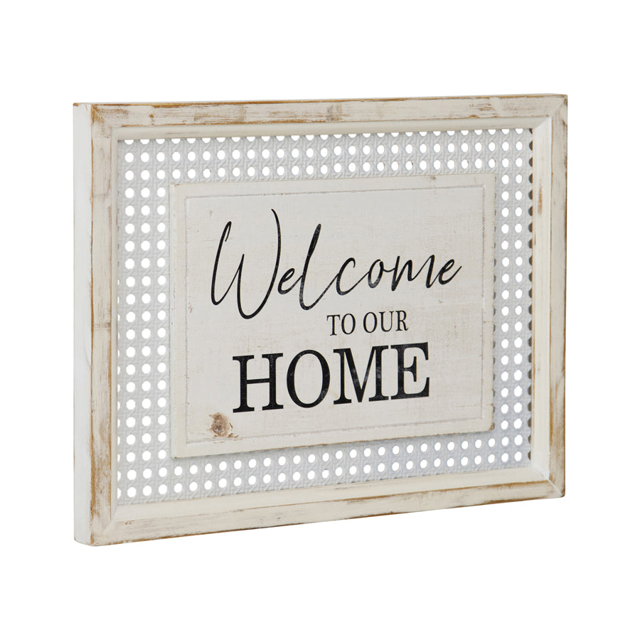 Hamptons Style 'Welcome to our Home' Wall Art 40x2.5x30cm