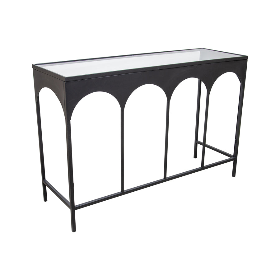 Nero Arc Glass-Top Console Table 120x40x80cm