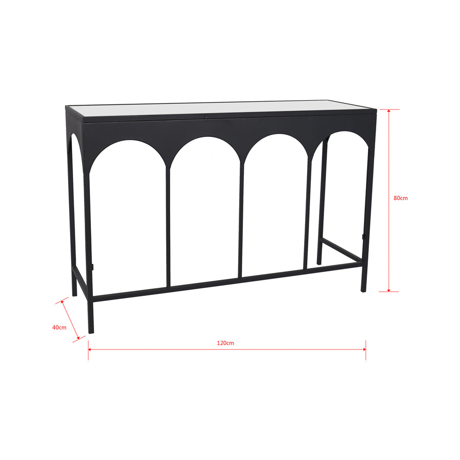 Nero Arc Glass-Top Console Table 120x40x80cm