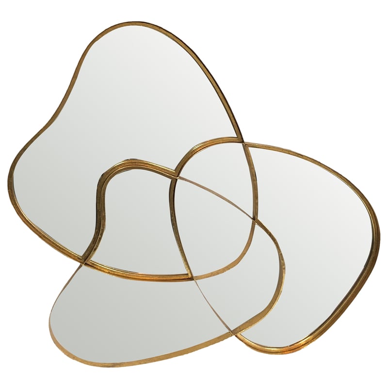 75cm Lustre Gold Asymmetric Wall Mirror 72x2x75cm