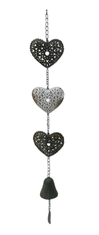 Hanging Hearts with Cast-Iron Bell
