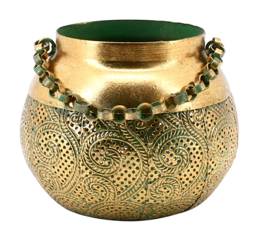 Moroccan Candle Holder - Distressed Gold