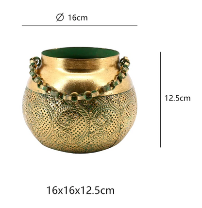 Moroccan Candle Holder - Distressed Gold