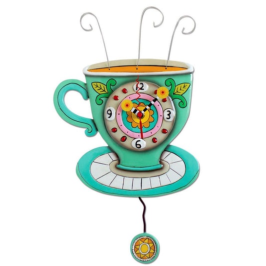 Sunny Cup of Tea - Pendulum Wall Clock