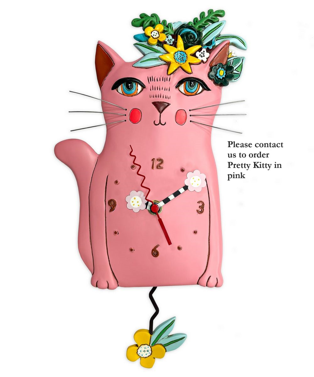 Pretty Kitty - Pendulum Wall Clock