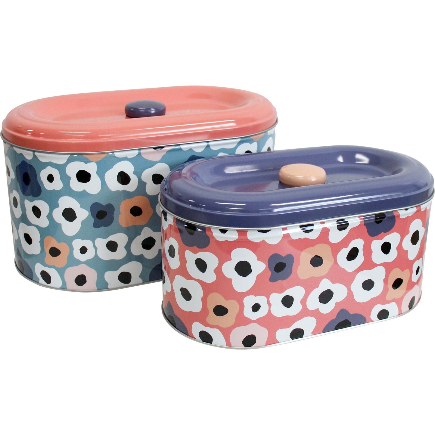 Storage Tins - Retro  Daisy Style - Set of 2